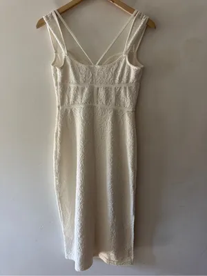 Anthropologie White Jacquard Strappy Corset‎ Textured Midi Dress thumbnail 7
