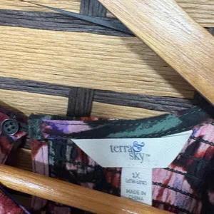 Terra &‎ Sky Purple Floral Midi Dress Size 1X thumbnail 8
