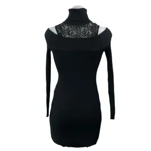 Guess Black Long Sleeves Cold Shoulder Lace Turtleneck Bodycon Sweater Dress XS thumbnail 3