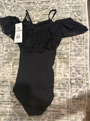 Black Lace Off Shoulder Bodysuit Size S NWT thumbnail 3