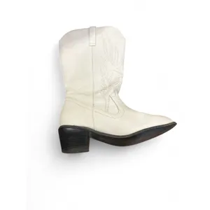 6 / 36 | white cowboy boot chunky heel embroidered Western Pointed Toe Women thumbnail 5