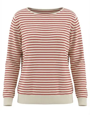 Zara women's viscose ecru and red striped long sleeve knit sweater size L thumbnail 1