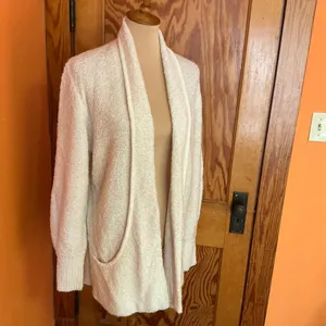 Vtg 90s fuzzy oversized cream cardigan thumbnail 8