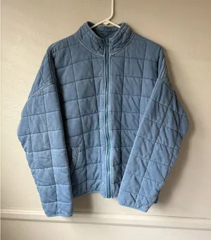 World Market quilted blue jacket! Size L thumbnail 1