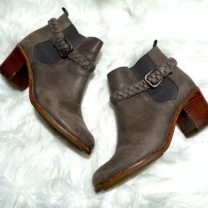 Sperry braided booties, grey‎ leather, size 8 thumbnail 1