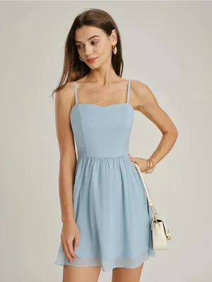 Rihoas 2-piece Blue Sweetheart Neck Chiffon Mini Dress thumbnail 3