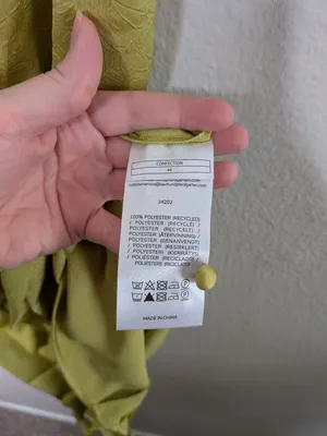 Baum Und Pferdgarten Sleeveless Ruffle Front Satin Dress Dark Citron Size 44 EU thumbnail 9