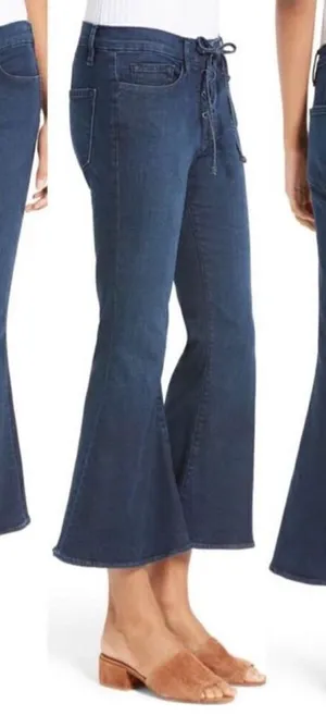 Frame Le Bell Lace‎ Up Jean In Hayworth High Waist Cropped Flare Jeans Sz 27 thumbnail 1