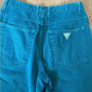 Vintage 90s Guess Shorts Size 16/28 Green‎ Denim Green Triangle Georges Marciano thumbnail 6