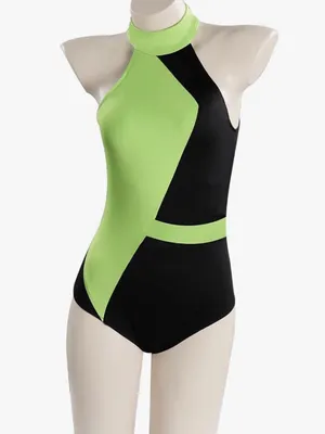 Black & Neon Green Colorblock One-Piece Swimsuit Size L thumbnail 8