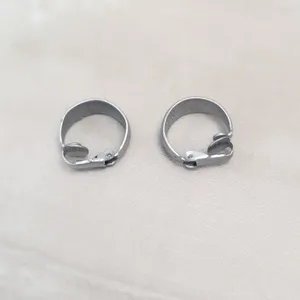 Vintage Clip On Earrings 0.75" Matte Silver Tone Simple Classic Hoops thumbnail 8