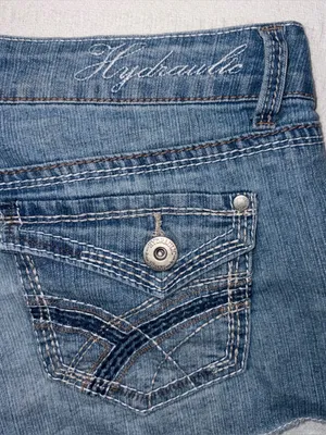 Vintage Hydraulic Y2K Low Rise Micro Mini Denim Shorts Distressed Size 6 2000s thumbnail 3
