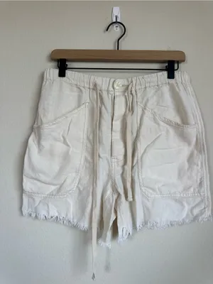 Free People Linen Rayon Raw Hem Beach Shorts thumbnail 3