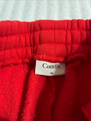 Comfort Red Women's Joggers with Elastic Waist and Cuffed Ankles thumbnail 3