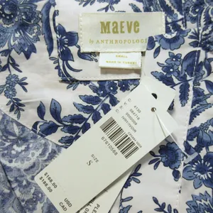 NWT Anthropologie Maeve Somerset Maxi in Ivory Blue Floral Tiered Cotton Dress S thumbnail 5