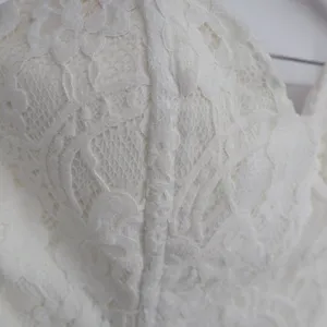 Off White Lace Bustier Crop Top Sweetheart Zip Back Size M thumbnail 3