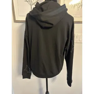 Marled Rhinestone Hoodie Pullover Sweatshirt Size Medium Black Skull Hamsa Snake thumbnail 4