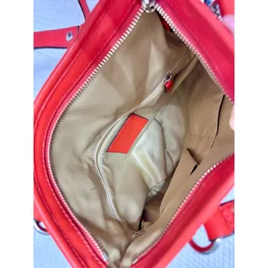 Women's Coach Orange red Leather Crossbody Bag One Size with Navy Blue Charm thumbnail 10