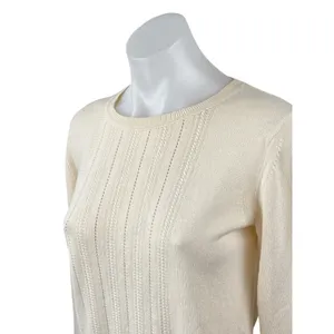 Banana Republic Women's Cream Long Sleeve Crew Neck Knit Sweater Top Size S thumbnail 2