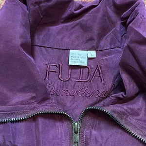 Vtg Silk Dark Purple Fringe Windbreaker Zip Up Jacket thumbnail 5