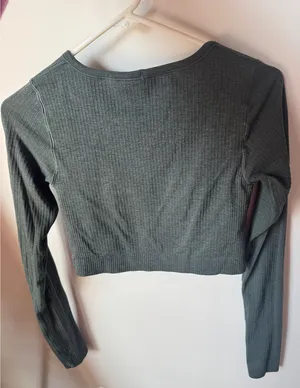 Lululemon Ebb to Street Cropped Long Sleeve Dark Green thumbnail 2