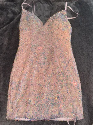 Pink Sequin Homecoming Dress thumbnail 2