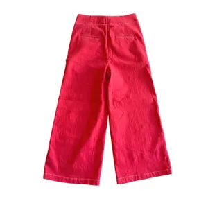 ASTR‎ The Label Nixon Red Denim Contrast Stitch Culotte Pants Wide Leg Cropped S thumbnail 5