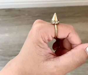 Missguided Gold Rhinestone Pointy Ring 6/6.5 thumbnail 3