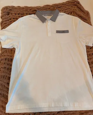 TravisMathew Men’s XXL White Golf Polo Gray Contrast Collar Pocket Pima Cotton Blend thumbnail 1
