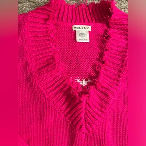 Chic Soul Looking For A Lover Valentines Heart Neon Fuchsia Sweater - size XL/1X thumbnail 9