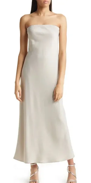 Strapless Matte Satin Bias Cut Gown - Size XL thumbnail 1