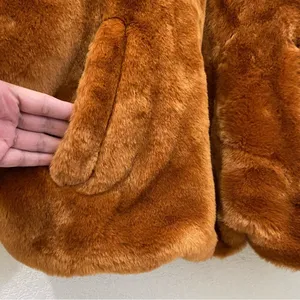 Free People $168 Faux Fur Furry Bomber Jacket Terracotta Golden Brown Size S thumbnail 9