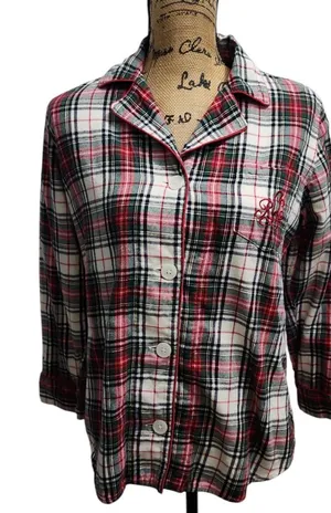 Ralph Lauren‎ Plaid Flannel Pajama Top Cozy Button-Down Sleepwear thumbnail 1