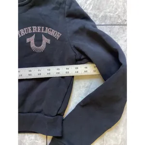 True Religion Womens Black Rhinestone Horseshoe Cropped Zip Up Hoodie XS thumbnail 5
