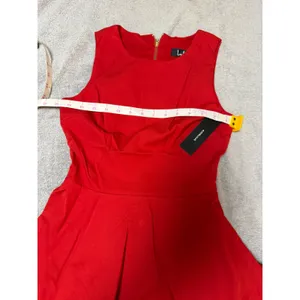 NWT Lulus Skater Dress Size XS Just‎ Us Solid Red Keyhole Back Zip Sleeveless thumbnail 5
