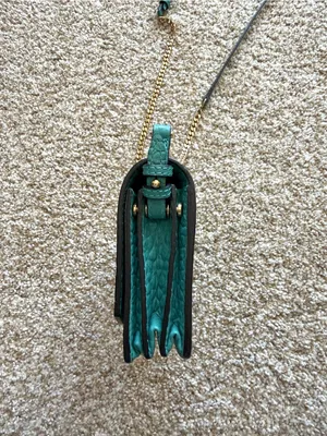 Burberry Madison Wallet on a Chain Pebble Leather Crossbody Bag in Aqua Teal thumbnail 10