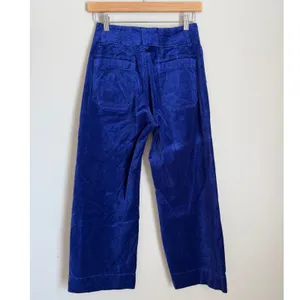 Maeve Anthro Colette Pants Women 26 Purple Blue Velvet Corduroy Wide Leg Crop thumbnail 2