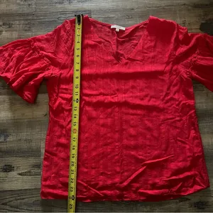 Skies Are Blue Womens Red Short Sleeve Pleated Blouse Size Small thumbnail 5