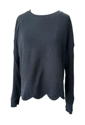 Vineyard Vines Black Scallop Hem Crewneck Sweater Sweatshirt Womens Size Large L thumbnail 1