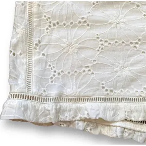 J.O.A Los‎ Angeles White Eyelet Lace Shorts High Waist Ruffle Hem Retro Feminine thumbnail 3