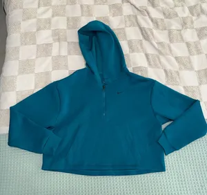 Nike Womens Dri-FIT Performance Half Zip Hoodie Teal Blue Small thumbnail 1