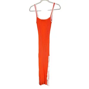 Solid & Striped Womens Sz S Orange Kimberly Rib Knit Tank Midi Dress Side Slit thumbnail 9