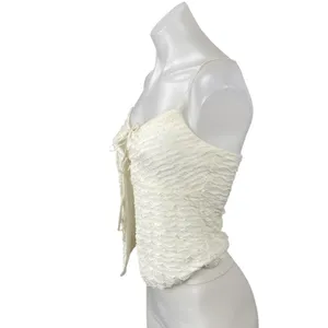Edikted Alessia Women's White Ruffle Tie Front Sleeveless Camisole Tank Top Sz S thumbnail 3