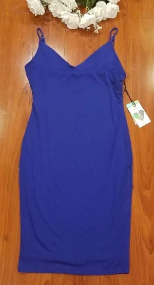 Iris Fitted Blue Spegetti Strap Dress Size Large thumbnail 1