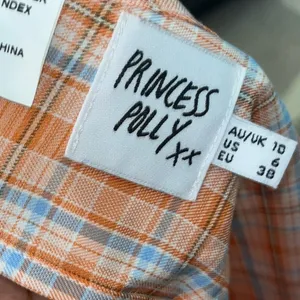 Princess Polly Orange Halter Plaid Crop Top thumbnail 4
