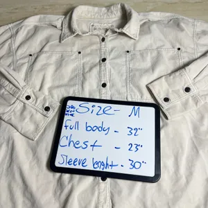 We The Free Free People Cream Corduroy Button Down Shirt Shacket Womens M OB1533 thumbnail 9