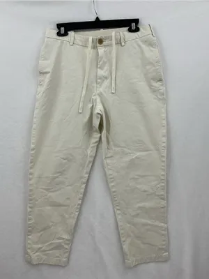 96% cotton Uniqlo Cropped Drawstring Chino Pants in Beige 1190 thumbnail 2
