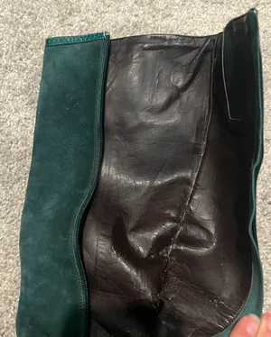 Ann Taylor Green Suede Velvet Leather Pointed Toe Heels Boots Knee High Booties thumbnail 4