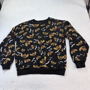 Disney Stitch Black Pumpkin Jack o lantern Bat Sweatshirt Halloween M(7-9) thumbnail 3
