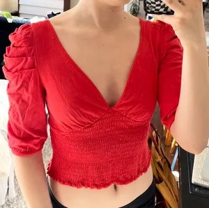 Free People Red Ruffled Blouse thumbnail 4